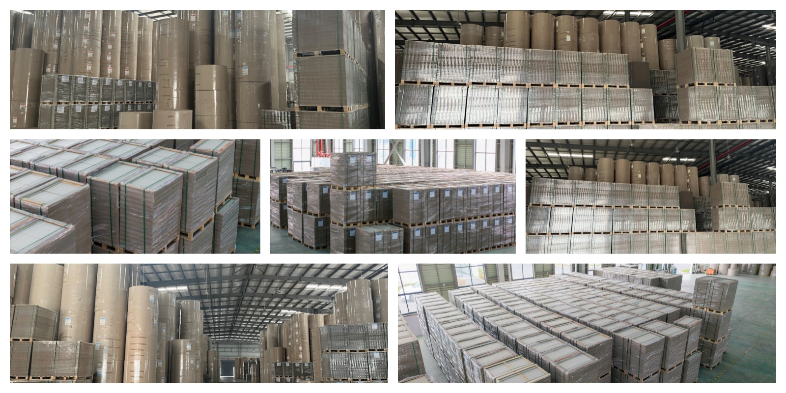Organized warehouse storage facility for Laminated Cardboard inventory